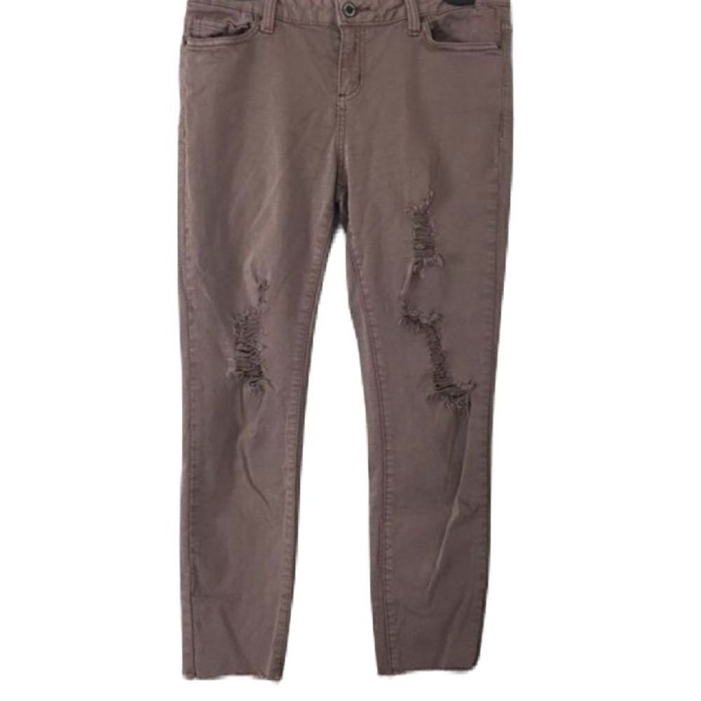#118 DUSTY ROSE SUPER DISTRESSED RAW HEM PANTS